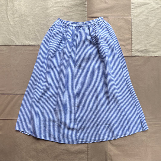 Sarah Skirt in Linen, Ocean/Ivory