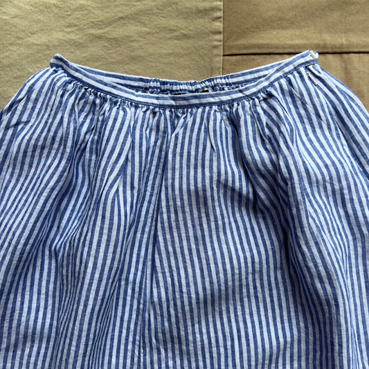 Sarah Skirt in Linen, Ocean/Ivory