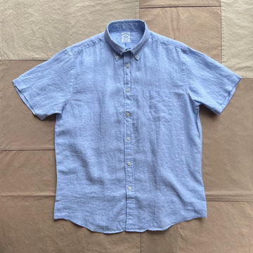 Short Sleeve Linen Shirt, Blue