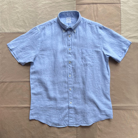 Short Sleeve Linen Shirt, Blue