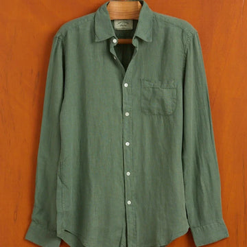 Linen Shirt, Dry Green