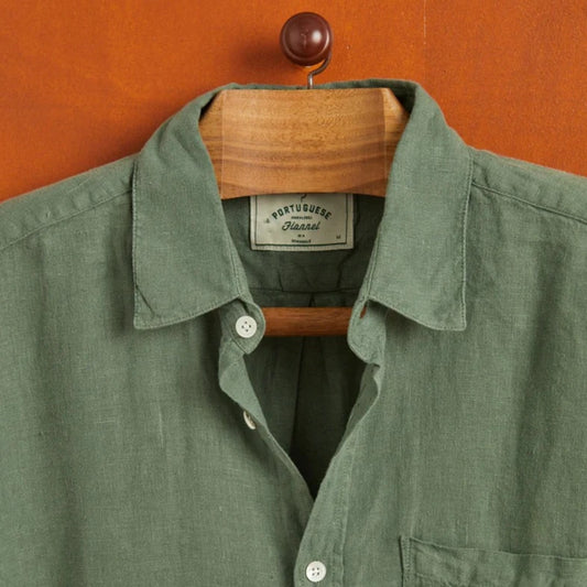 Linen Shirt, Dry Green
