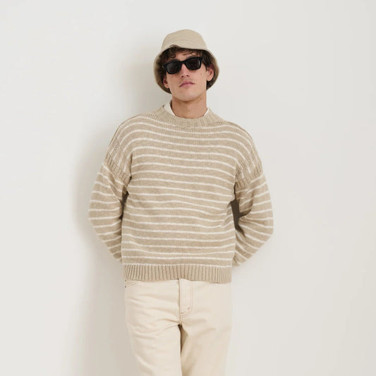 Harbor Stripe Sweater in Cotton, Flax/Ivory