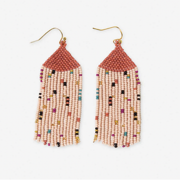 Agnes Confetti Beaded Fringe Earring, Desert