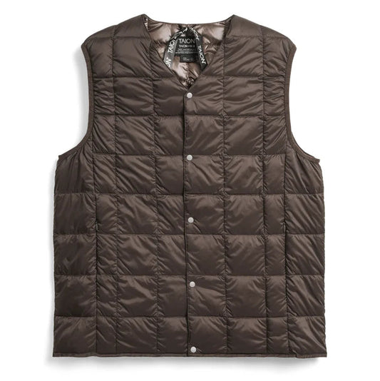 V-Neck Button Down Vest, Dark Chocolate