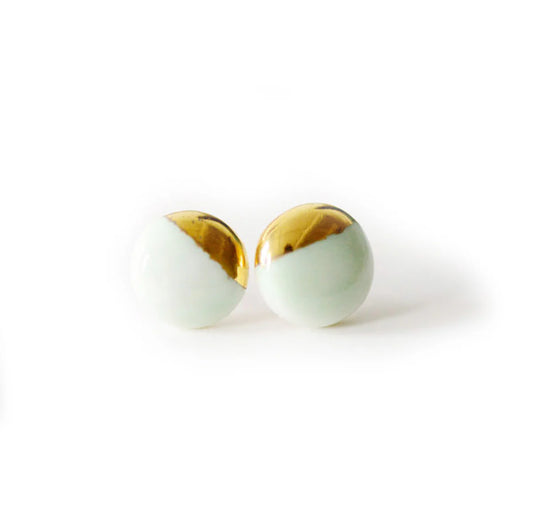 Gold Dipped Stud Earrings, Mint