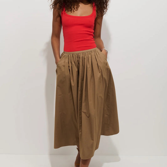 Sarah Skirt in Cotton, Field Khaki