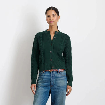 Nico Chunky Cable Knit Cardigan, Evergreen