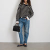 Amalie Pullover Sweater in Stripe, Navy/White