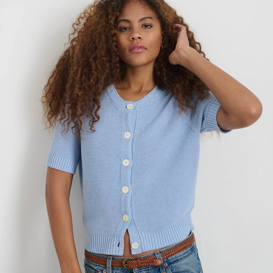 Elle Sweater in Linen Cotton, Hydrangea