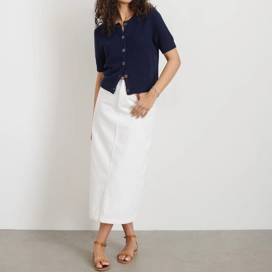 Elle Sweater in Linen Cotton, Navy Night