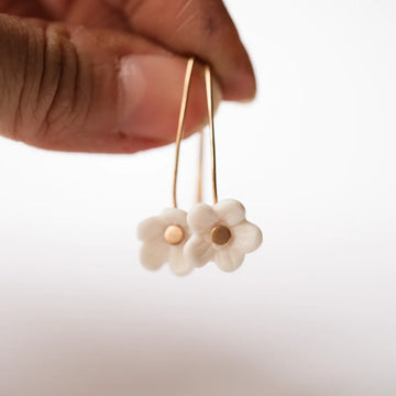 Floating Flower Porcelain Bloom Earrings