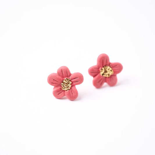 Flower Bloom Earrings, Red