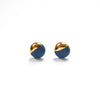 Gold Dipped Stud Earrings, Navy