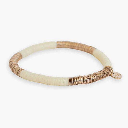 Grace Two-Color Stretch Bracelet, Cream/Gold