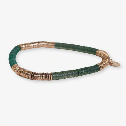 Grace Two-Color Stretch Bracelet, Emerald/Gold