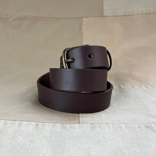 All Around Riveted Leather Belt, Dark Brown/Brass Buckle