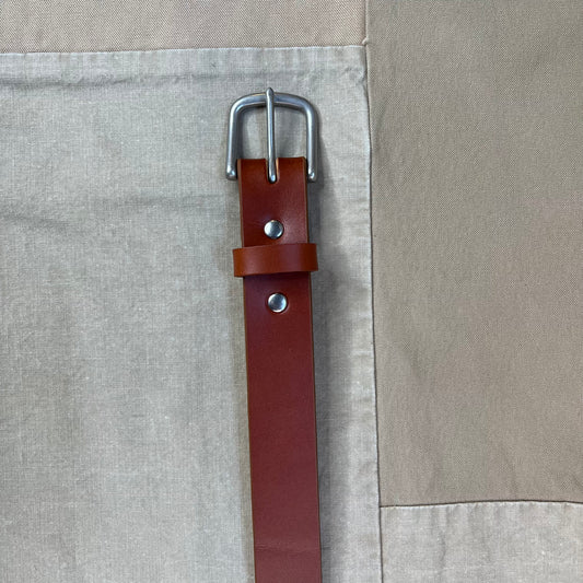 All Around Riveted Leather Belt, Chestnut/Nickel Buckle