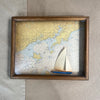 Framed North Shore Map/ Boat