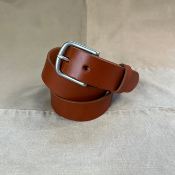All Around Riveted Leather Belt, Chestnut/Nickel Buckle