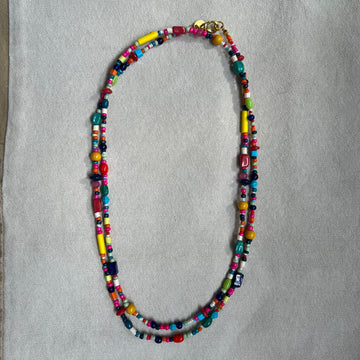 Mix Beaded Necklace, 38" Rainbow Mix