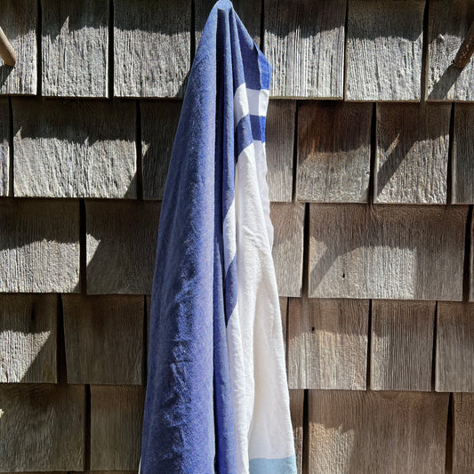 Turkish Towel Santorini Tricolor Canvas, Blues