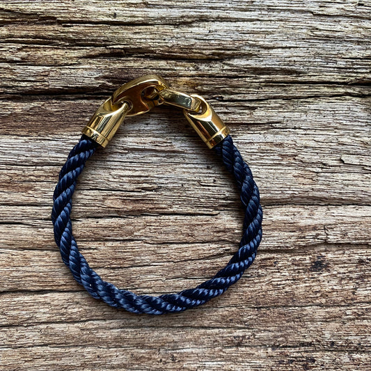 Endeavour Single Wrap Bracelet, Navy/Polished Brass