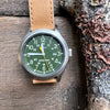 Expedition 40mm Leather Strap Watch, Olive