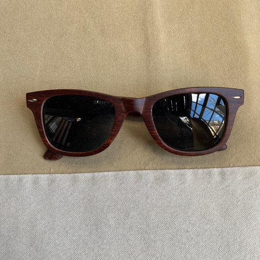 Dark Brown Faux Wood Sunglasses