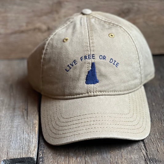 Live Free or Die Needlepoint Hat, Dark Khaki