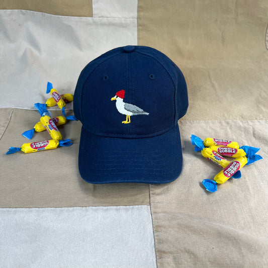 Kids Seagull Needlepoint Hat, Navy