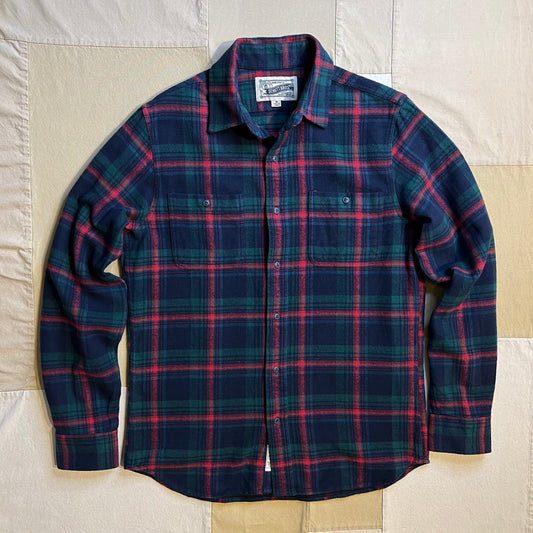 Plaid Cotton Flannel Shirt, Navy