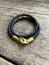 Journey Double Leather Rope, Black/Brass