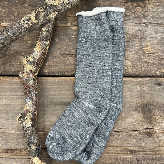 Double Face Crew Socks, Charcoal
