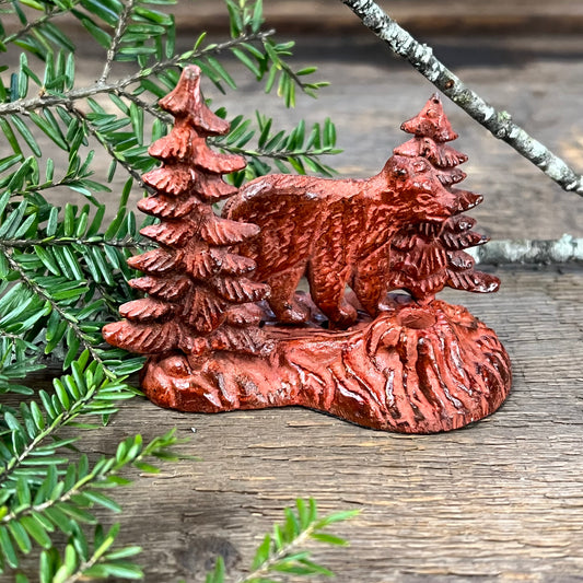 Brass Bear in Forest 3D Incense Holder