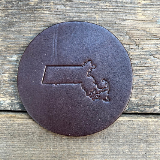 Leather MA Coasters, Dark Brown