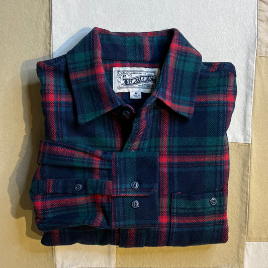 Plaid Cotton Flannel Shirt, Navy